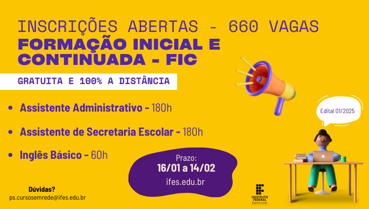 Edital 01/2025 - Oferta de Vagas em Cursos de Formação Inicial e Continuada na Modalidade a Distância