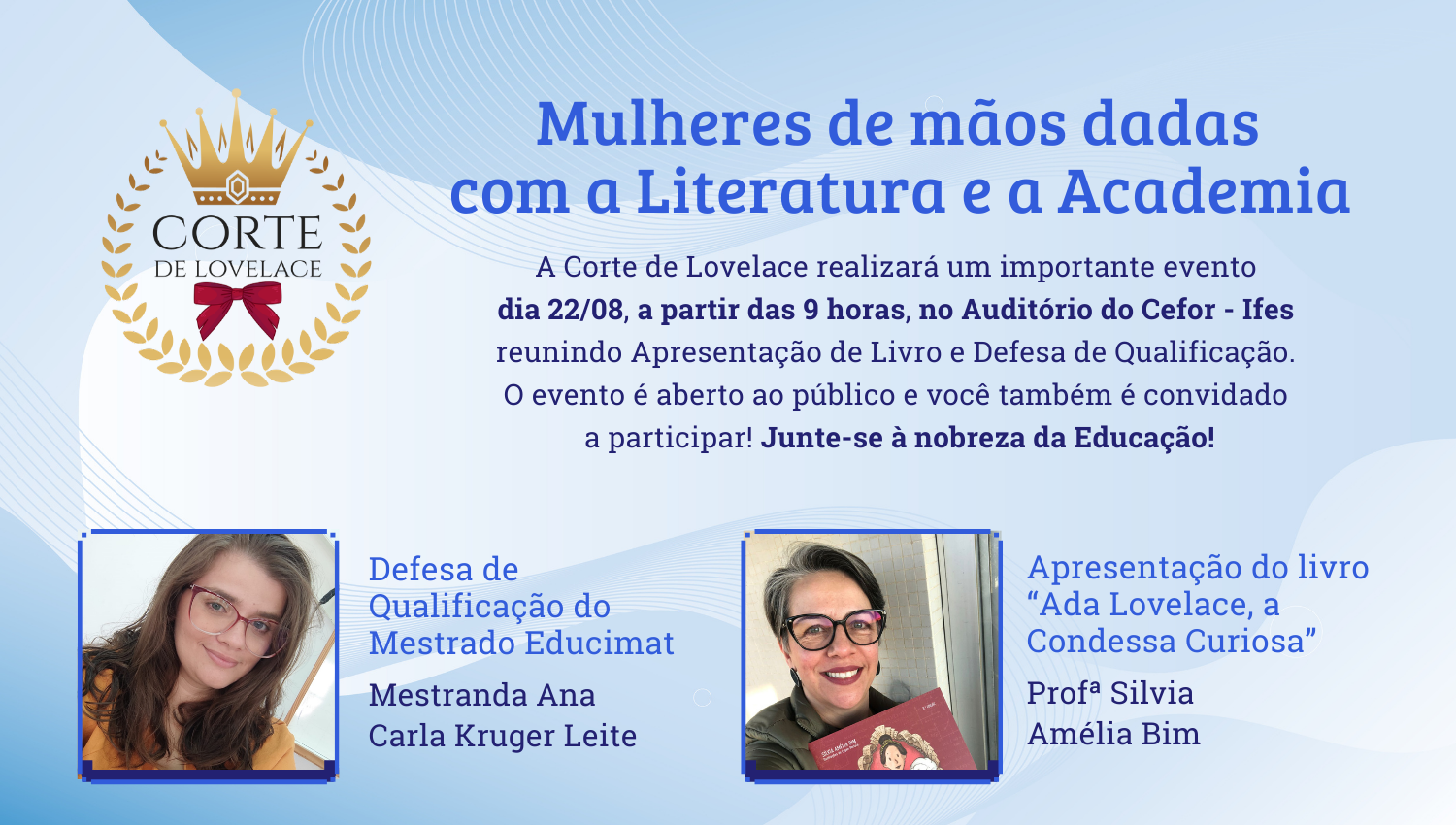 Corte de Lovelace promove apresentação de livro e defesa de qualificação na quinta-feira