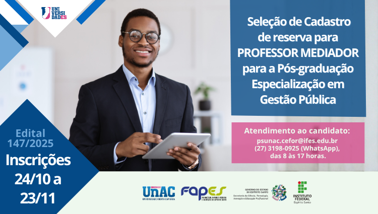 Edital 147/2025 - Seleção de cadastro de reserva de Professor Mediador - UnAC-Ifes